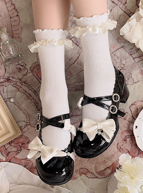 Milk Puffs Series Japanese Round Toe Mary Jane Chunky Heel Bow-Knot Sweet Lolita Shoes