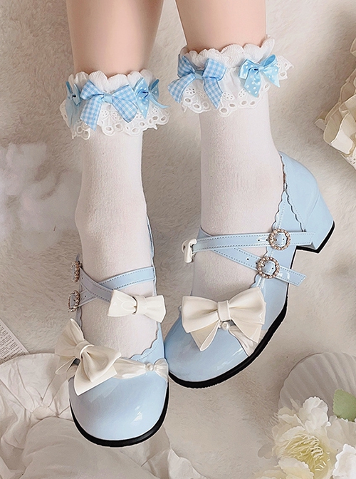 Milk Puffs Series Japanese Round Toe Mary Jane Chunky Heel Bow-Knot Sweet Lolita Shoes