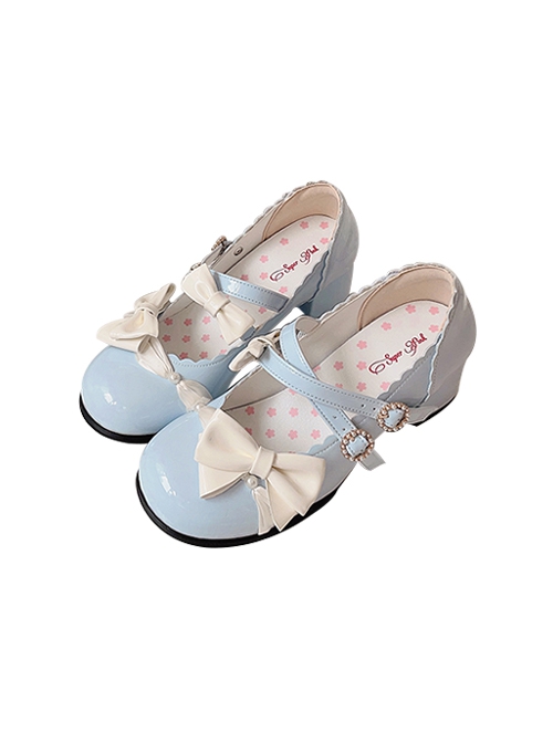 Milk Puffs Series Japanese Round Toe Mary Jane Chunky Heel Bow-Knot Sweet Lolita Shoes