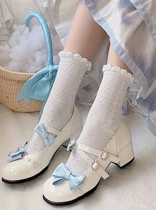 Milk Puffs Series Japanese Round Toe Mary Jane Chunky Heel Bow-Knot Sweet Lolita Shoes