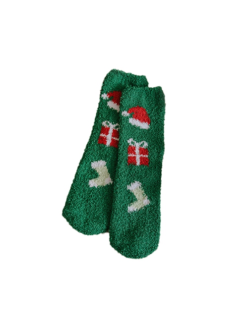 Christmas Coral Velvet Winter Plush Christmas Tree Gifts Warm Classic Lolita Socks