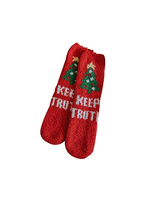 Christmas Coral Velvet Winter Plush Christmas Tree Gifts Warm Classic Lolita Socks