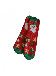 Snowman Santa Claus Coral Velvet Winter Warm Plush Christmas Gift Classic Lolita Socks