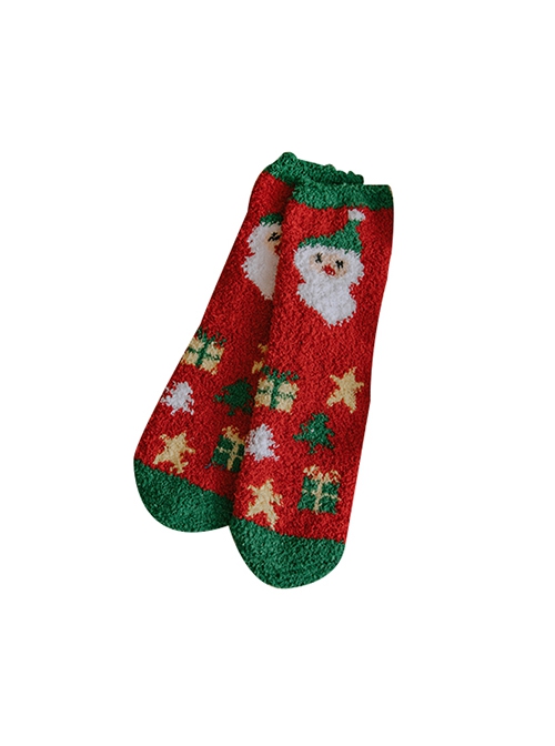 Snowman Santa Claus Coral Velvet Winter Warm Plush Christmas Gift Classic Lolita Socks