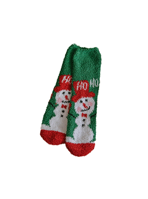Snowman Santa Claus Coral Velvet Winter Warm Plush Christmas Gift Classic Lolita Socks