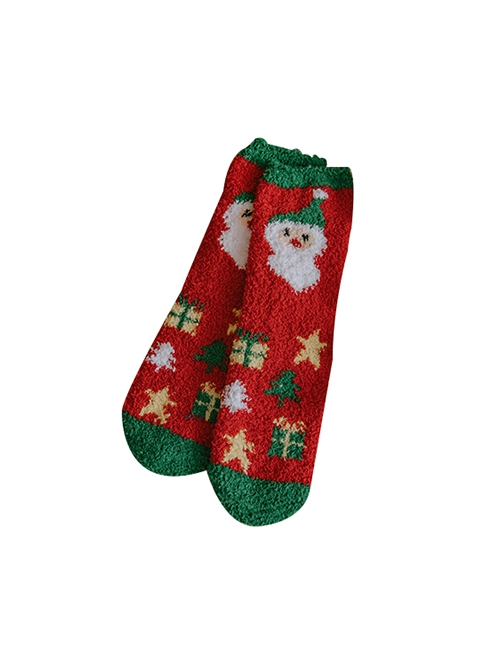 Snowman Santa Claus Coral Velvet Winter Warm Plush Christmas Gift Classic Lolita Socks