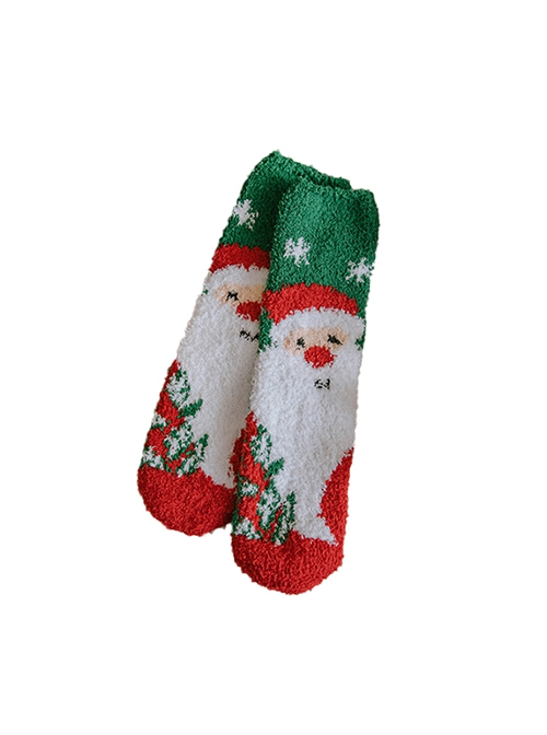 Elk Santa Claus Fox Winter Warm Coral Velvet Christmas Gift Classic Lolita Socks