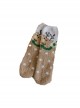 Red Green Striped Elk Christmas Coral Fleece Winter Warm Plush Classic Lolita Socks