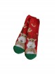 Red Green Striped Elk Christmas Coral Fleece Winter Warm Plush Classic Lolita Socks