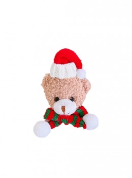 Red Green Scarf Plush Little Bear Christmas Gift Brooch Hairpin Dual-Use Classic Lolita Hair Clip