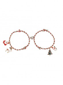 Santa Snowman Christmas Tree Elk Love Magnetic Attraction Christmas Gift Couple Bracelet