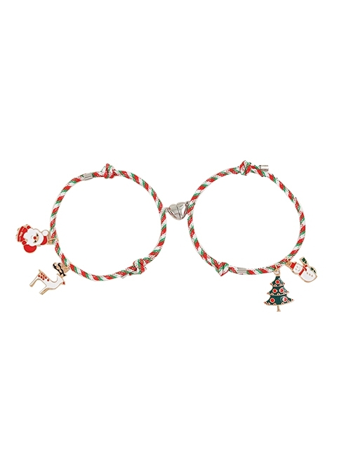 Santa Snowman Christmas Tree Elk Love Magnetic Attraction Christmas Gift Couple Bracelet