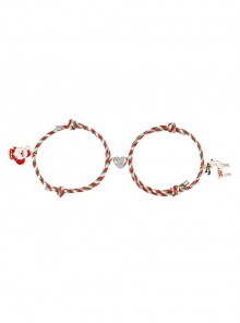Elk Santa Claus Love Magnetic Attraction Christmas Gift Couple Bracelet