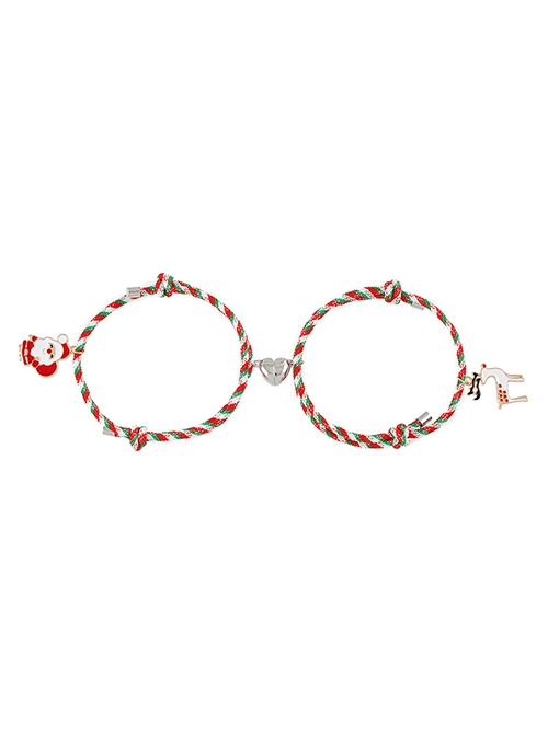 Elk Santa Claus Love Magnetic Attraction Christmas Gift Couple Bracelet