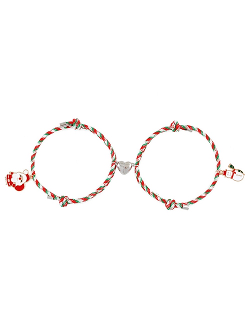 Snowman Santa Claus Love Magnetic Attraction Christmas Gift Couple Bracelet