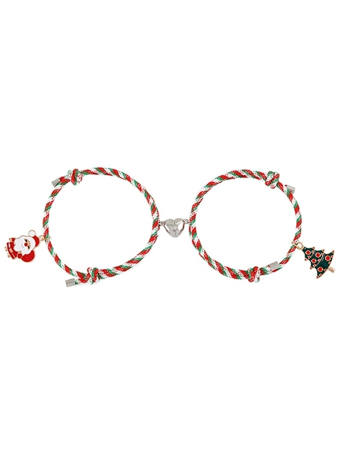 Christmas Tree Santa Claus Love Magnetic Attraction Christmas Gift Couple Bracelet