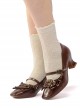 Solid Color Mid-Short Tube Rhombus Student Elastic Girl Pure Cotton Autumn Winter Classic Lolita Socks