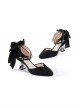 Deep Sea Girls Series Elegant Pearl Glitter Powder Unilateral Bow-Knot Design High Heels Classic Lolita Shoes