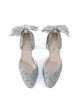 Deep Sea Girls Series Elegant Pearl Glitter Powder Unilateral Bow-Knot Design High Heels Classic Lolita Shoes