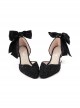 Deep Sea Girls Series Elegant Pearl Glitter Powder Unilateral Bow-Knot Design High Heels Classic Lolita Shoes