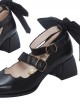 Goodbye Tulip Series Solid Color Mary Jane Thick Heel Satin Ribbon Bow-Knot Classic Lolita Shoes