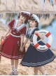 Solid Color Vintage Navy Style Stripe Lapel Bow-Knot Decorate Short Sleeve Short Coat Lace Up Backless Dress Classic Lolita Sleeveless Dress Set