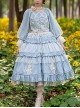 Melaleuca Lily Series Elegant Square Neck Lily Embroidery Polka Dot Lace Long-Sleeved Blouses Classic Lolita Skirt Set