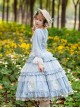 Melaleuca Lily Series Elegant Square Neck Lily Embroidery Polka Dot Lace Long-Sleeved Blouses Classic Lolita Skirt Set