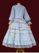 Melaleuca Lily Series Elegant Square Neck Lily Embroidery Polka Dot Lace Long-Sleeved Blouses Classic Lolita Skirt Set