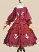 Melaleuca Lily Series Elegant Square Neck Lily Embroidery Polka Dot Lace Long-Sleeved Blouses Classic Lolita Skirt Set