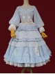 Melaleuca Lily Series Elegant Square Neck Lily Embroidery Polka Dot Lace Long-Sleeved Blouses Classic Lolita Skirt Set