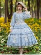 Melaleuca Lily Series Elegant Square Neck Lily Embroidery Polka Dot Lace Long-Sleeved Blouses Classic Lolita Skirt Set