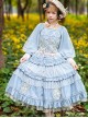 Melaleuca Lily Series Elegant Square Neck Lily Embroidery Polka Dot Lace Long-Sleeved Blouses Classic Lolita Skirt Set