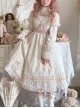 Retro Ruffle Stand Collar Puff Sleeves Detachable Long Sleeves Pearl Bow-Knot Decoration Classic Lolita Long Sleeves Short Sleeves Two-Wear Dress