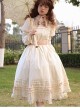 Retro Ruffle Stand Collar Puff Sleeves Detachable Long Sleeves Pearl Bow-Knot Decoration Classic Lolita Long Sleeves Short Sleeves Two-Wear Dress