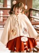 Little Tiger Series Chinese Style Embroidery Little Tiger Horn Buckle Autumn Winter Plush Classic Lolita Cloak