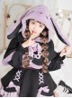 Devil Rabbit Series Black Purple Autumn Winter Plush Lop Eared Rabbit Petal Design Classic Lolita Hooded Cloak