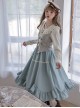 Vintage Elegant Lace V Neck False Three Pieces Petal Hem Design Classic Lolita Long Sleeve Dress