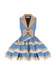 Western Rhapsody Series Jacquard V-Neck Sweet Cool Asymmetrical Fake Two-Piece Design Punk Lolita Sleeveless Dress