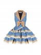 Western Rhapsody Series Jacquard V-Neck Sweet Cool Asymmetrical Fake Two-Piece Design Punk Lolita Sleeveless Dress