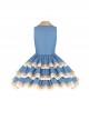 Western Rhapsody Series Jacquard V-Neck Sweet Cool Asymmetrical Fake Two-Piece Design Punk Lolita Sleeveless Dress