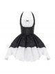 Swan Dirge Series Elegant Jacquard Lace-Up Halterneck Petal Hem Design Gothic Lolita Sleeveless Dress