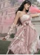 Elegant Jacquard Irregular Splicing Hem Adjustable Straps Flower Ribbon Decorate Gothic Sleeveless Dress