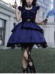 Cycle Series Klein Blue Velvet Halloween Cross Lace Gothic Lolita Short Sleeve Dress