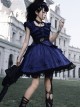 Cycle Series Klein Blue Velvet Halloween Cross Lace Gothic Lolita Short Sleeve Dress