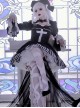 Requiem Series Classical Velvet Lace Cross Halloween Stripe Hem Gothic Lolita Long Sleeve Dress