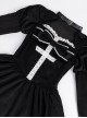 Requiem Series Classical Velvet Lace Cross Halloween Stripe Hem Gothic Lolita Long Sleeve Dress
