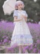 Tulip Bouquet Series Pastoral Style Doll Collar Lace Floral Plaid Lantern Sleeve Classic Lolita Short-Sleeved Dress