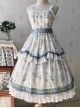 Konggu Changfeng Series Pastoral Style Floral Print Belt Embroidery Classic Lolita Sleeveless Dress