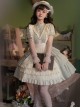 Pastoral Style Stand Collar Puff Sleeve Stitching Wave Dot Mesh Fake Two-Piece Design Classic Lolita Long-Sleeved Dress